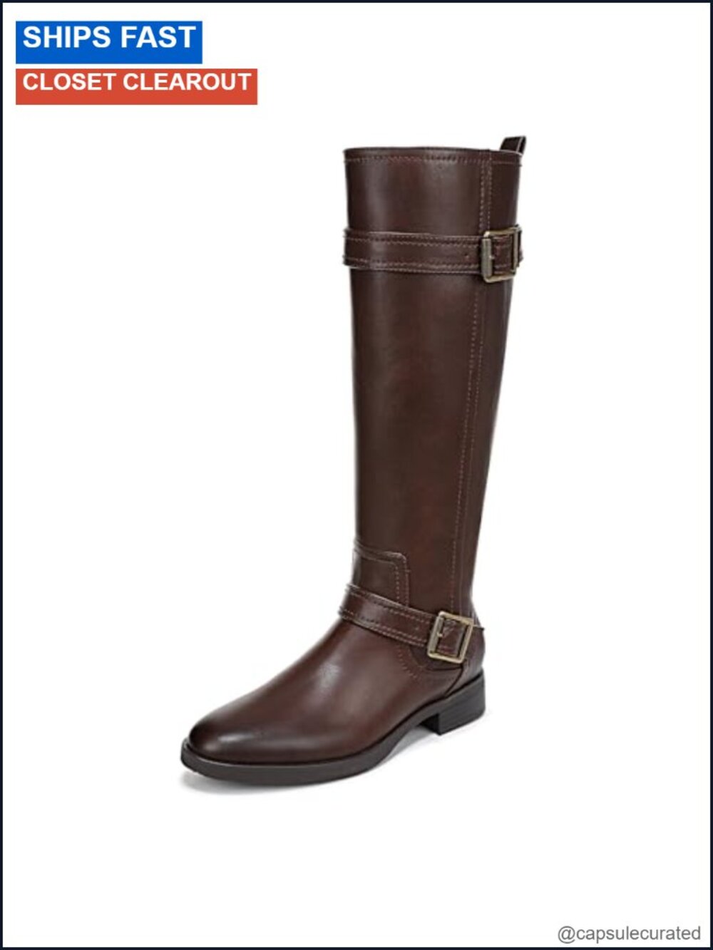 Faux Leather Knee-High Riding Boots Wraparound Straps Block Heel
